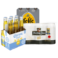 Hertog Jan 0.0%, Leffe blond 0.0% of Corona cero 0.0%
